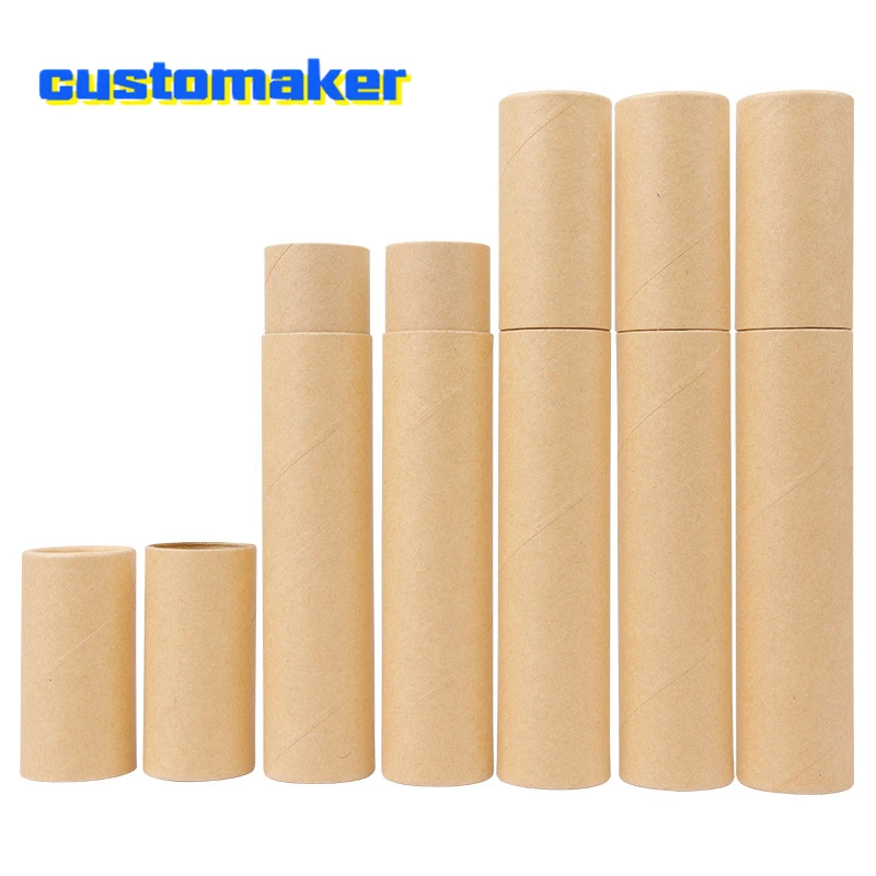 Kraft Wrapping Paper Boxes, Cardboard Tube, Pencil, Pastel Gift, Sketch Mail, Bottle Packaging, Long, 50Pcs