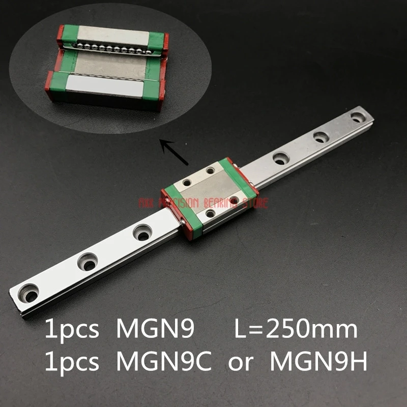 Cnc Router Parts AXK Linear Rail 9mm Linear Guide Mgn9 L= 250mm Rail Way + Mgn9c Or Mgn9h Long Carriage For Cnc X Y Z Axis