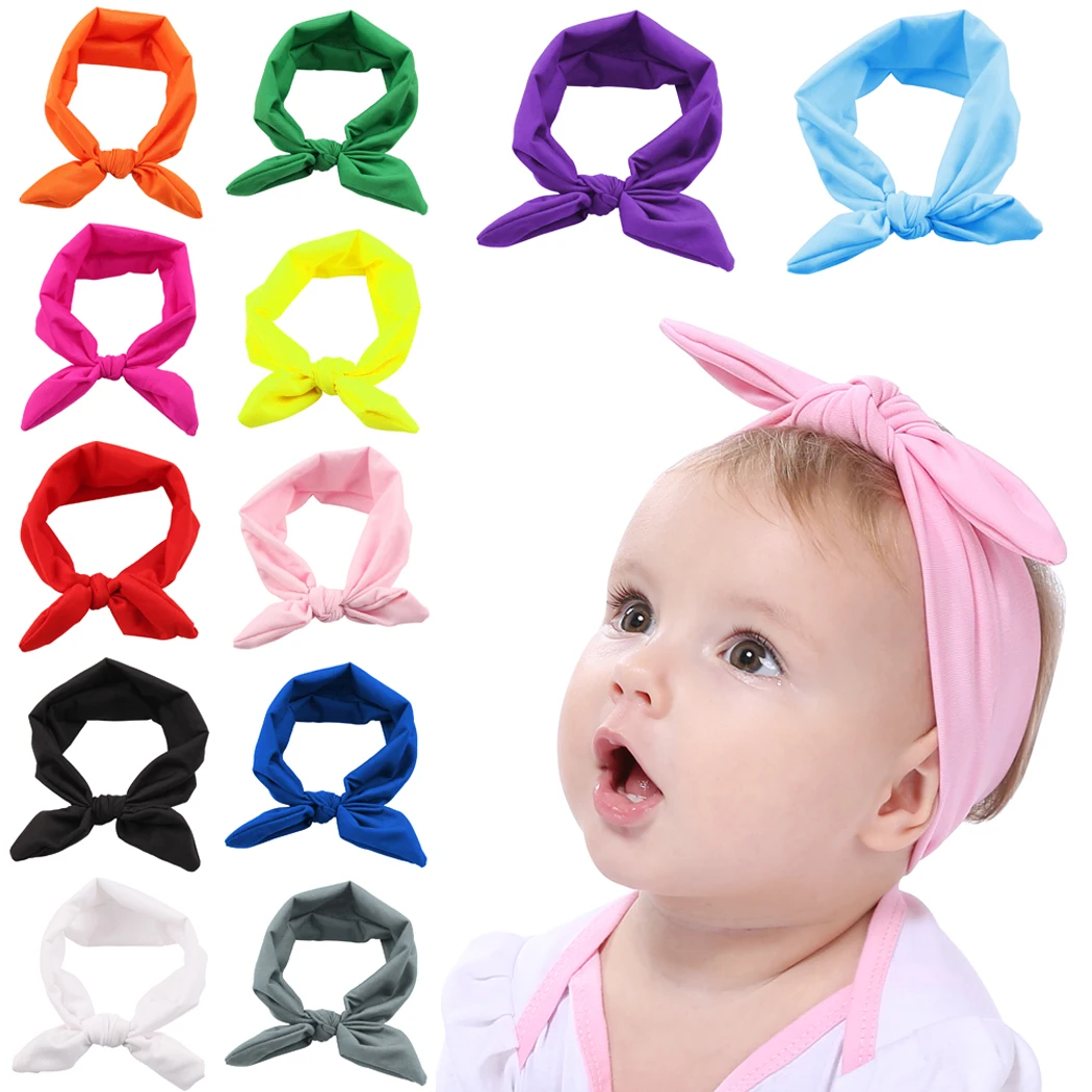 

12pcs Kids Headband Bow For Girl Rabbit Ear Hairbands Turban Knot Kids Turbans Accessoire Faixa Cabelo Para Bebe Headband