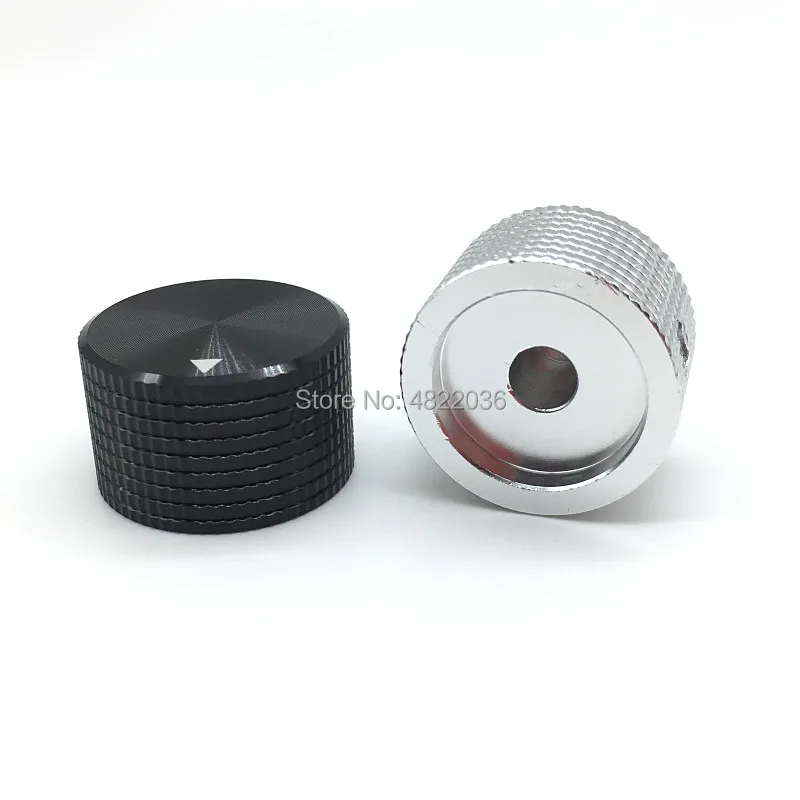 1pcs Silver Black Aluminum Alloy Potentiometer Amplifier knob Switch Cap 25MM * 16MM  Hexagon Socket Screw Inner Hole 6MM