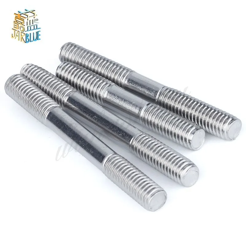 10PCS M8 Stainless Steel Double End Threaded Screw Headless Double Thread Studs Bolt M8*30/35/40/45/50-200mm