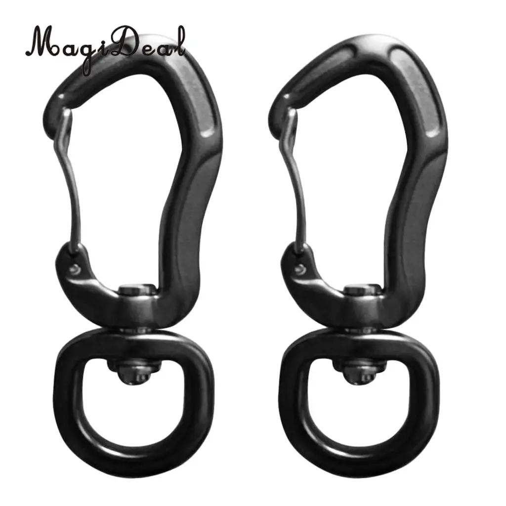 Outdoor 1 Pair Rock Tree Climbing Swivel Carabiner Hanging Connect Hook Camping 71/76mm round eye for Camping Caving Climbing