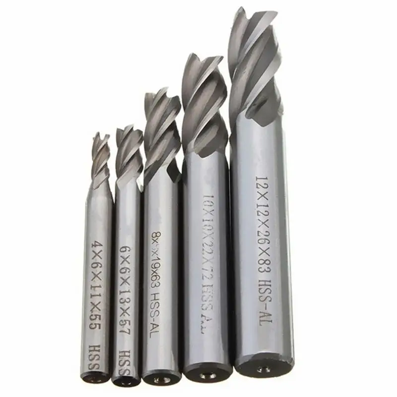 Cối Xay Cắt Bộ Mũi Khoan HSS Thẳng Vít 4 Sáo Cấp Khoan Dụng Cụ 4 6 /8 10 12mm Cho CNC Máy