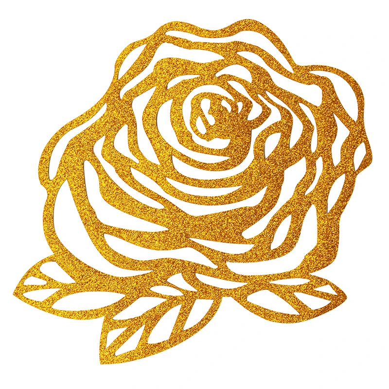 

20piece Glitter Gold Rose Iron On Patches Applique Transfer Scrapbooking Stickers Sewing Accessories for Craft Clothing Bag TH95