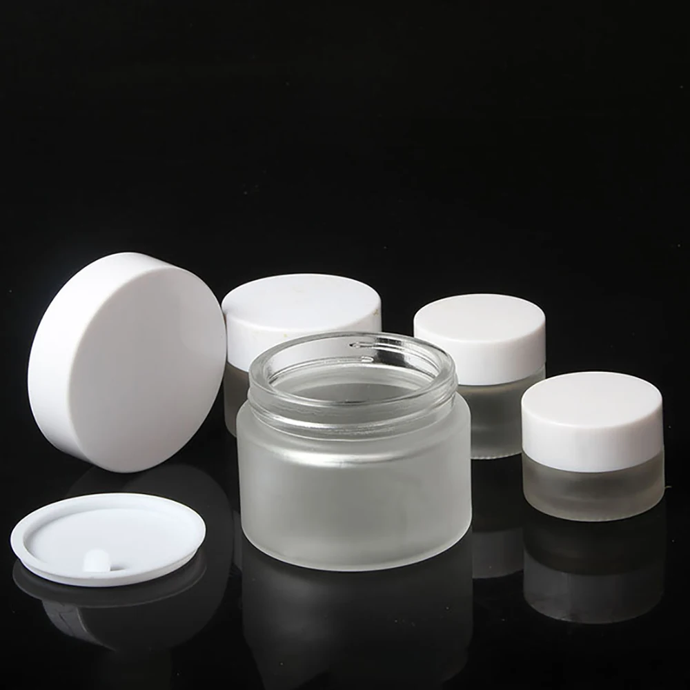 

frosted glass cream container 30g empty skincare cream glass jar from China Suppliers wholesale 1oz