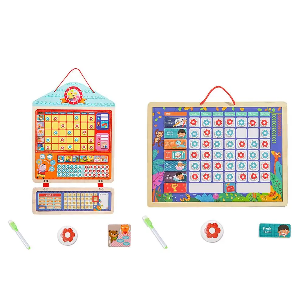 Holz Magnetischen Belohnung Aktivität Verantwortung Diagramm Kalender Kinder Zeitplan Pädagogisches Spielzeug für Kinder Kalender Zeit Spielzeug