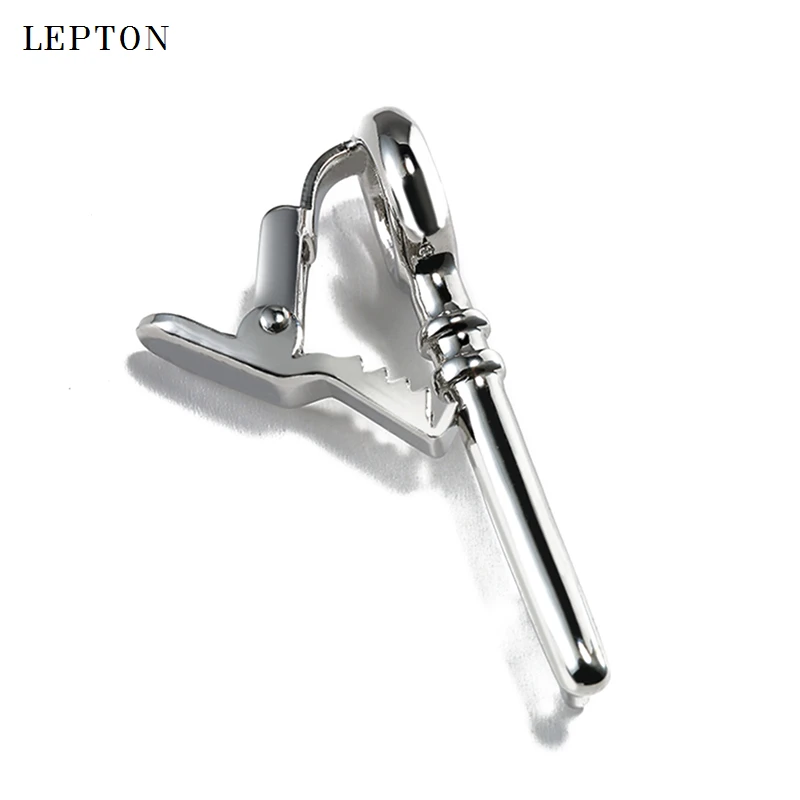 دبوس مشبك ربطة عنق فضي اللون للرجال من Lepton مشبك ربطة عنق معدني لحفلات الزفاف وإكسسوارات ربطة العنق من الفولاذ المقاوم للصدأ