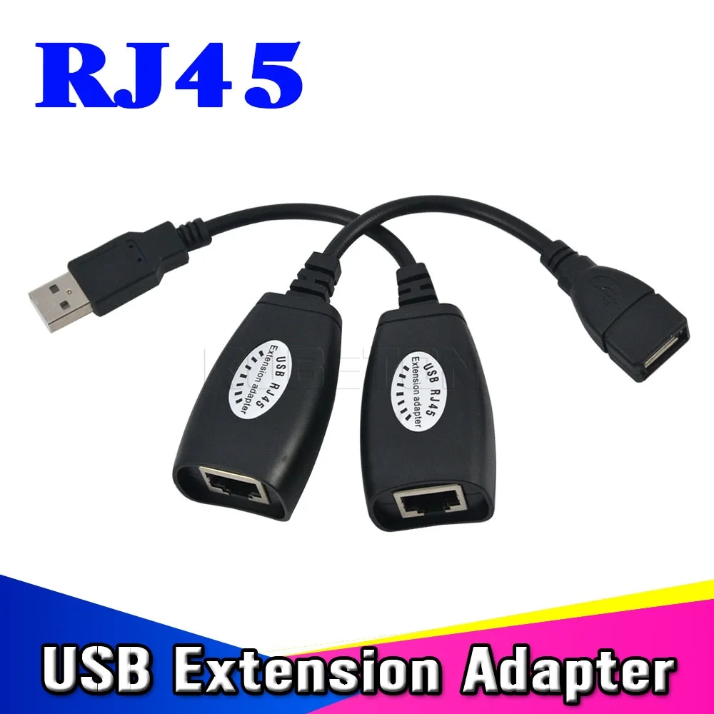 Adaptador de extensión de Cable USB a RJ45 RJ 45 LAN, extensor sobre Cat5, RJ45, Cat6, accesorios de red negros, 2 uds.