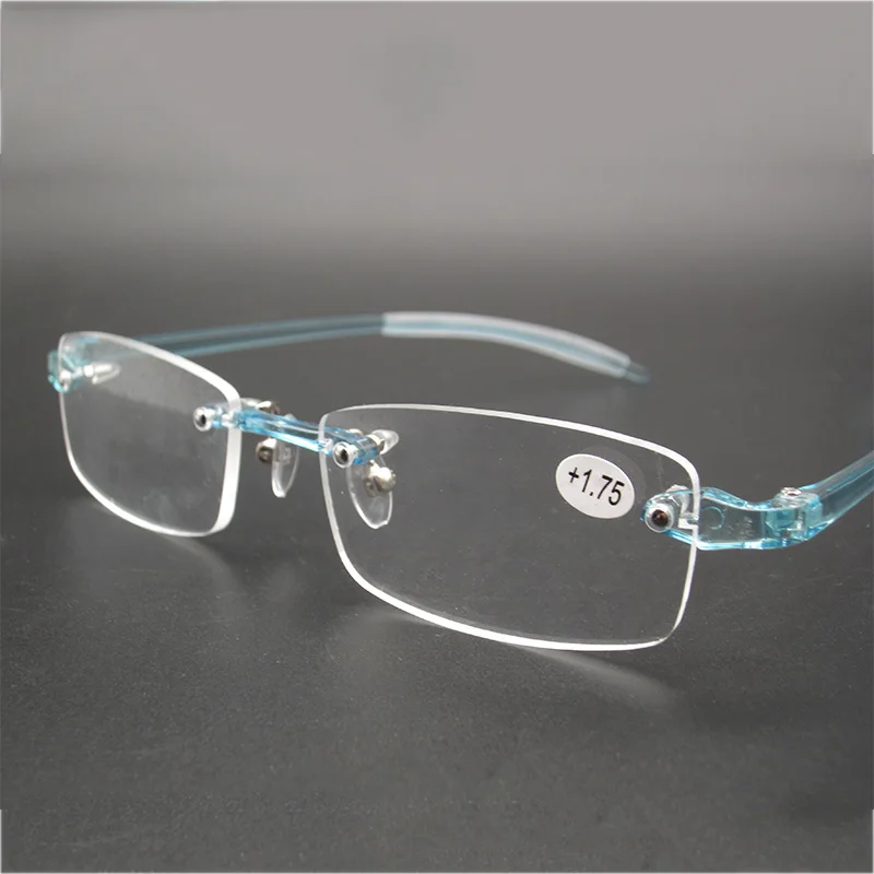 Flexible TR90 Women Reading Glasses Frameless Men Magnifier Blue Presbyopic Eyewear +0.5 +0.75 +1 +1.25 +1.5 +1.75 +2 ~ +4