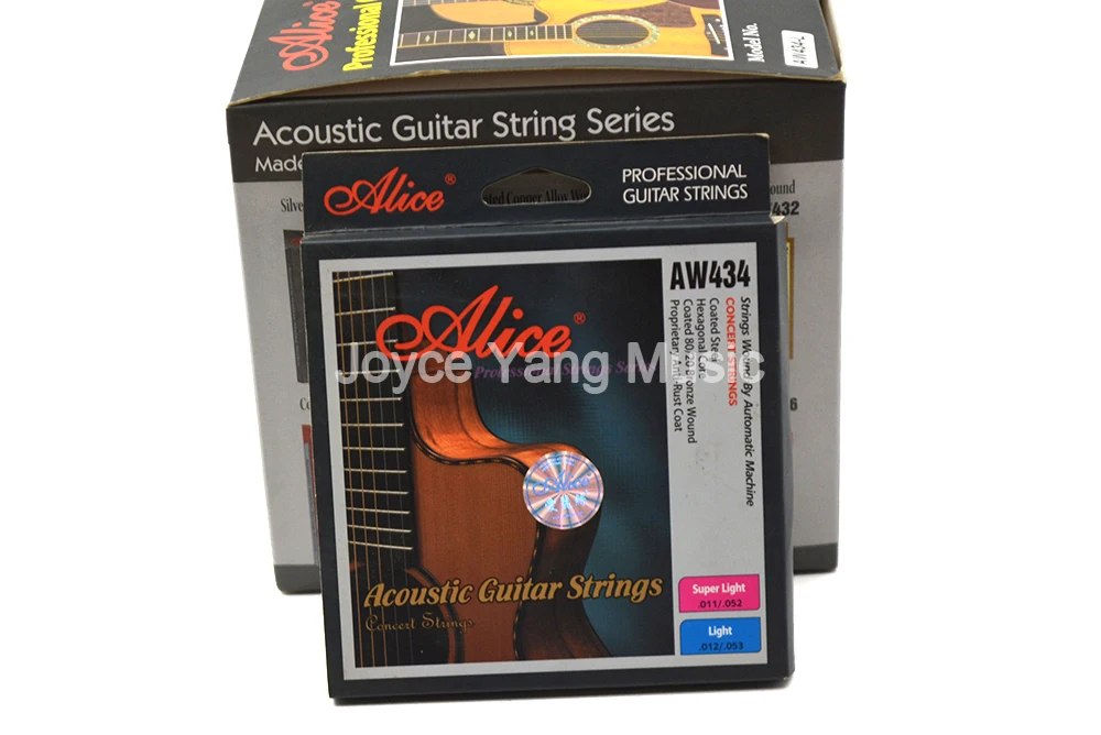 10 Sets Alice AW434-L Acoustic Guitar Strings Coated Steel Hexagonal Core Coated 80/20 Bronze Wound Proprietary Anti-Rust Coat