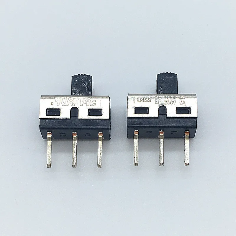 10Pcs 2 Position SPDT 3 Pin PCB Panel Mini Vertical Slide Toggle Switch Handle Length 5MM AC125V/4A AC250V/2A