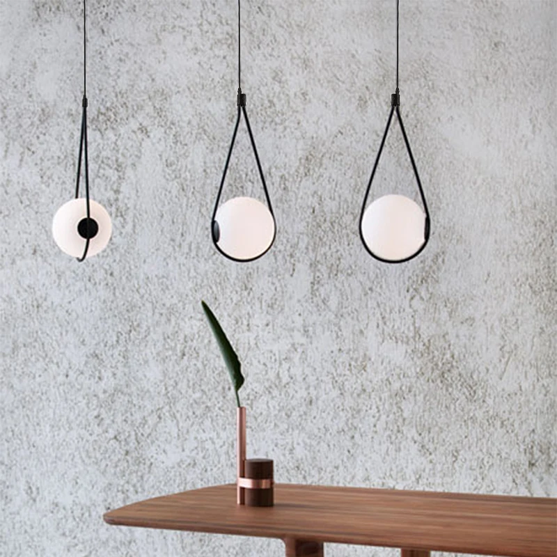 

Nordic Creative Led Pendant Light Bar Столовые светильники Single Head Black Glass Lamps Спальня прикроватная лампа Освещение светильников