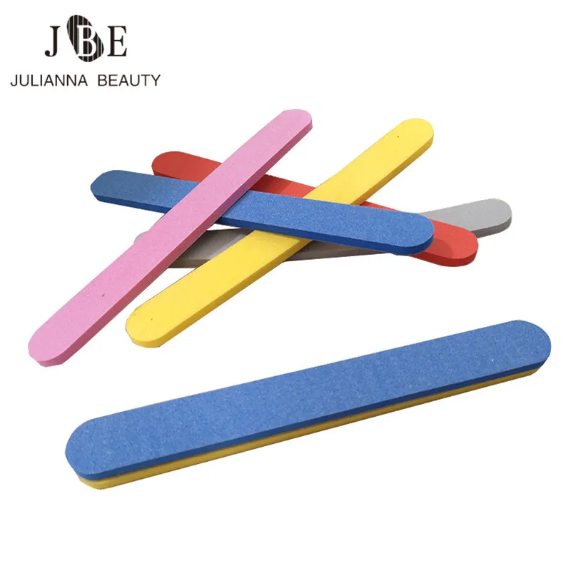 

50Pcs Nail Buffer Buffing Sponge Adhesive Replacement Pad With Metal Handle Straight Thick Nail File Manicure Tool Mix Color