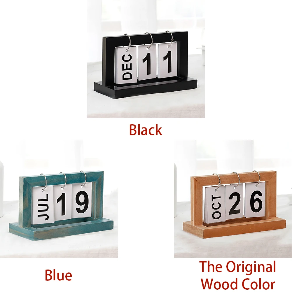 사무실 나무 빈티지 홈 캘린더, 카페 데스크탑 장식, 소박한 장식품, DIY 플립