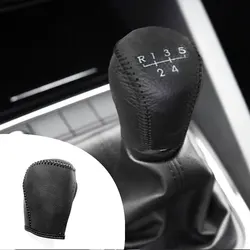 For SKODA Rapid 13-15 Fabia 2015 1pc PU Leather Hand Brake Shift Knob Cover Gear Case Car Interior Decor Shift Knob Shell