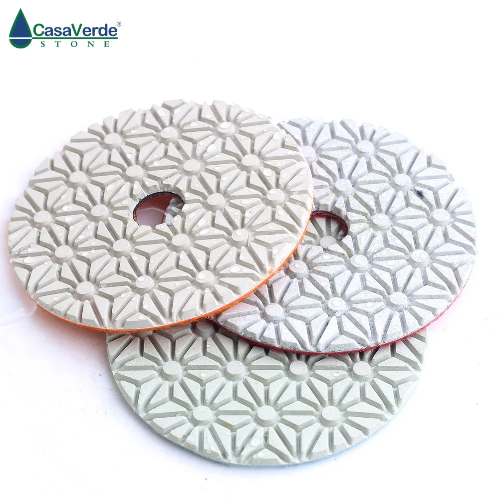 DC-SFW3PP01 4 inch D100mm resin and diamond wet 3 step polishing pads for stone/concrete