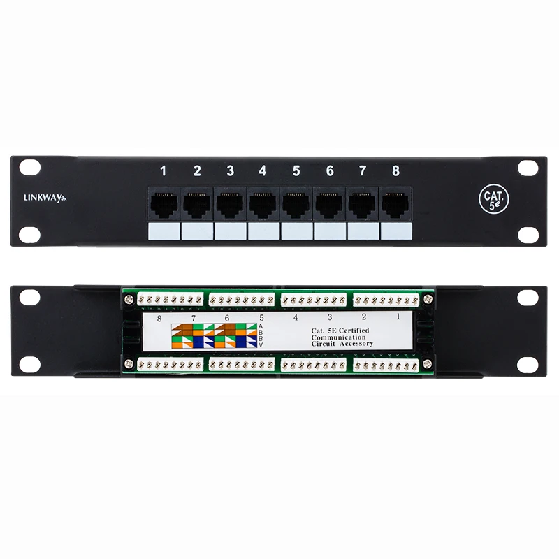 Linkwylan 10 inch 8Ports CAT5e CAT6 Patch Panel 1U - SOHO Mini Patch Panel 8port - 10inch Rack Mount