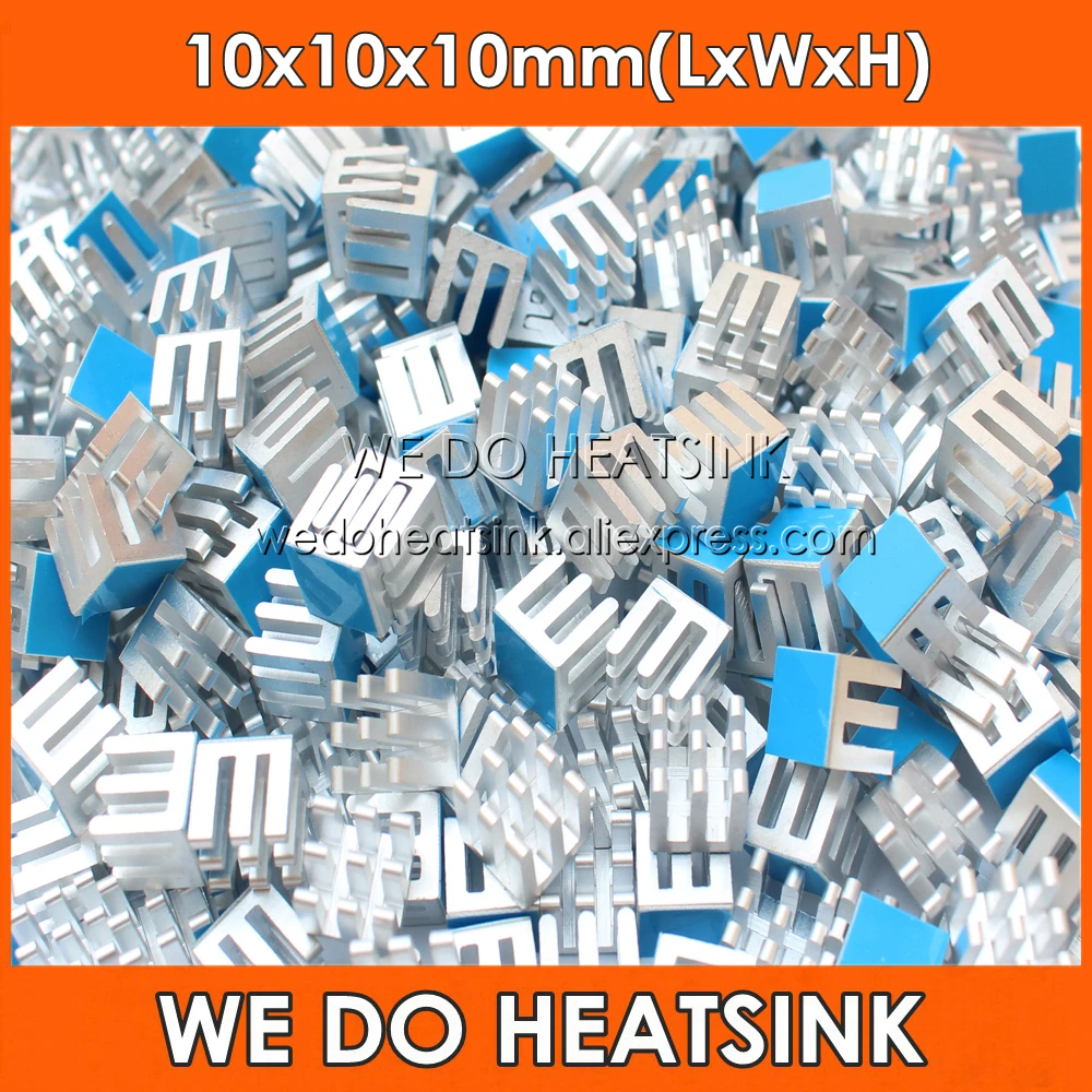 WE DO HEATSINK Silver 10x10x10mm Aluminum Heat sink IC Memory Chip Heatsink Cooling Cooler With Thermal Tape Applied