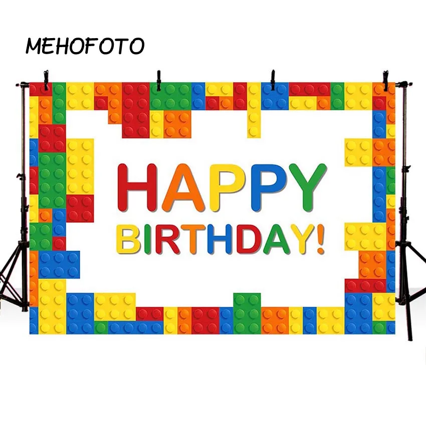 

Birthday Photography Backdrop Colorful Building Blocks Boy Girl Baby Child Party Decor Photo Booth Backgrounds Banner Photozone