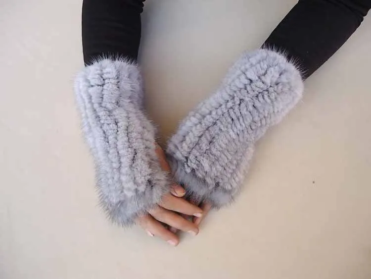 Women fashion fur gloves Mink knit gloves High density knit warm gloves