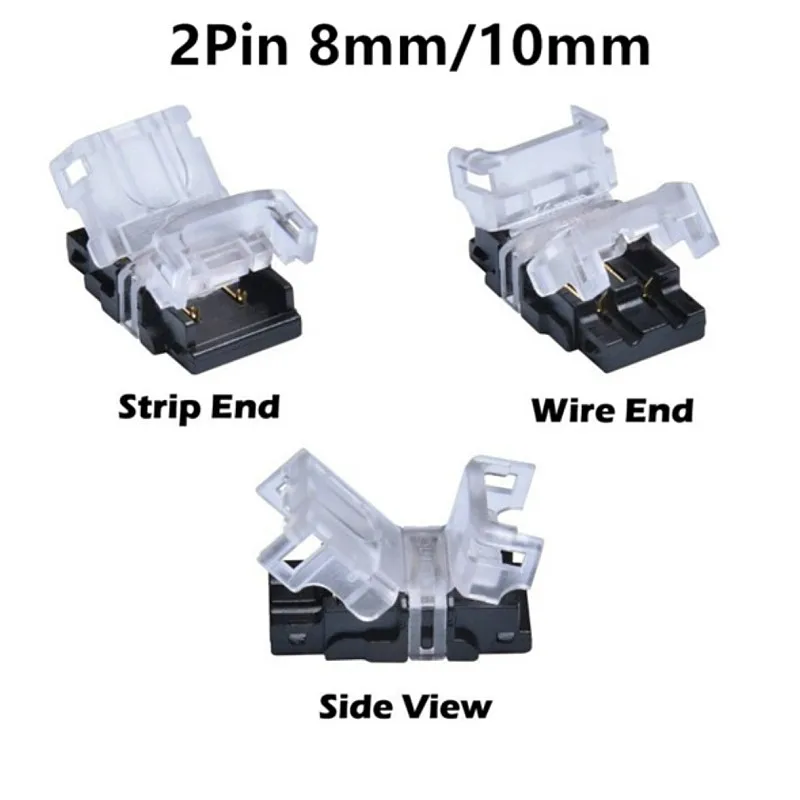 5PCS 2pin Single Color 4Pin RGB 5Pin RGBW 8mm 10mm 12mm LED Strip To Wire Connector Non-Waterproof IP20 IP65 Waterproof