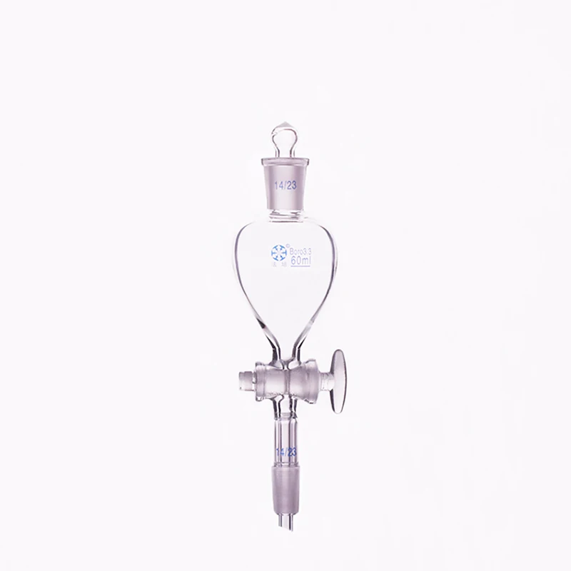 

Spherical separatory funnel globe shape,with ground-in glass stopper and stopcock,Capacity 60ml,Joint 14/23,Glass switch valve