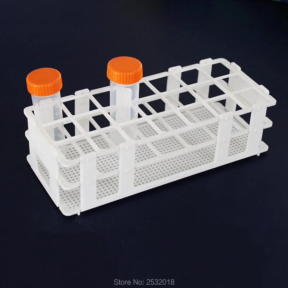 Plastic Test Tube Rack For 30mm Tube , 21 Well , White , Detachable  ( 21 Holes )  Tube Box , 1piece