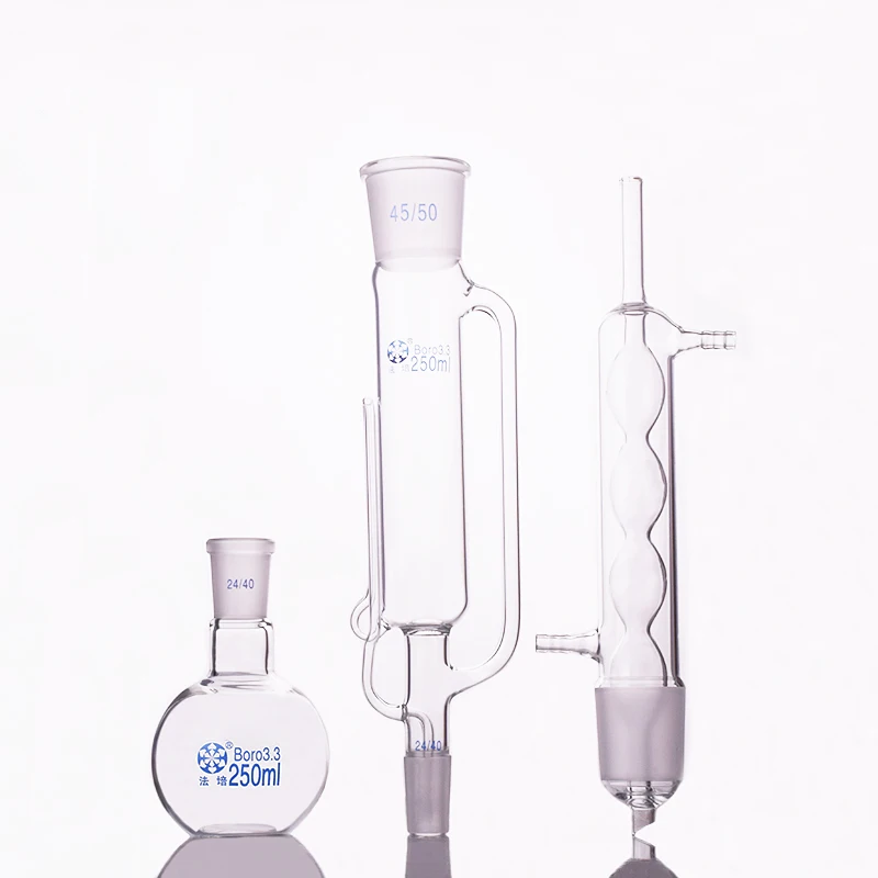 

Extraction apparatus,with bulbed condenser and ground glass joints,Flask capacity 250ml,Joint 45/50+24/40