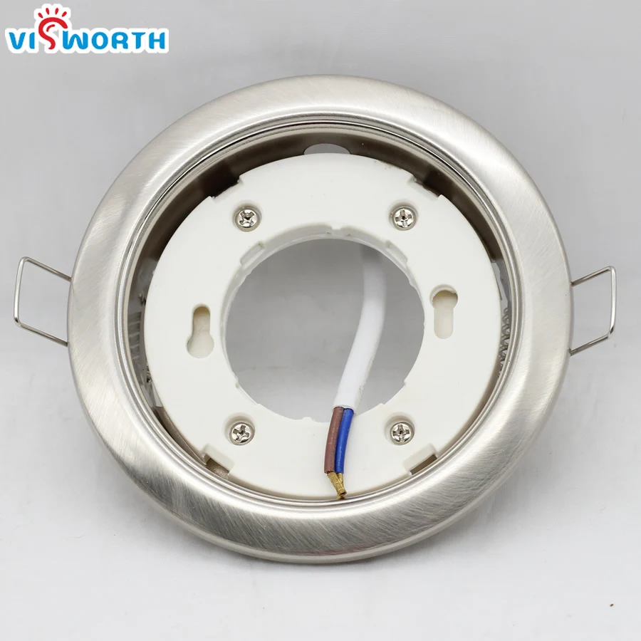 VisWorth GX53 Lamp Holder White and Silvery Stainlness Steel Body GX53 Light Base With 10cm Wire fix for GX53 LED Bulb