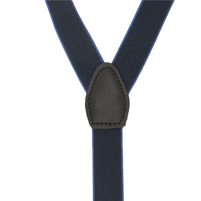 2.5cm Width Patched Color Solid Creative 3 Hooks Buckle Easy Use Suspender Strap Braces Black Leather Cowhide