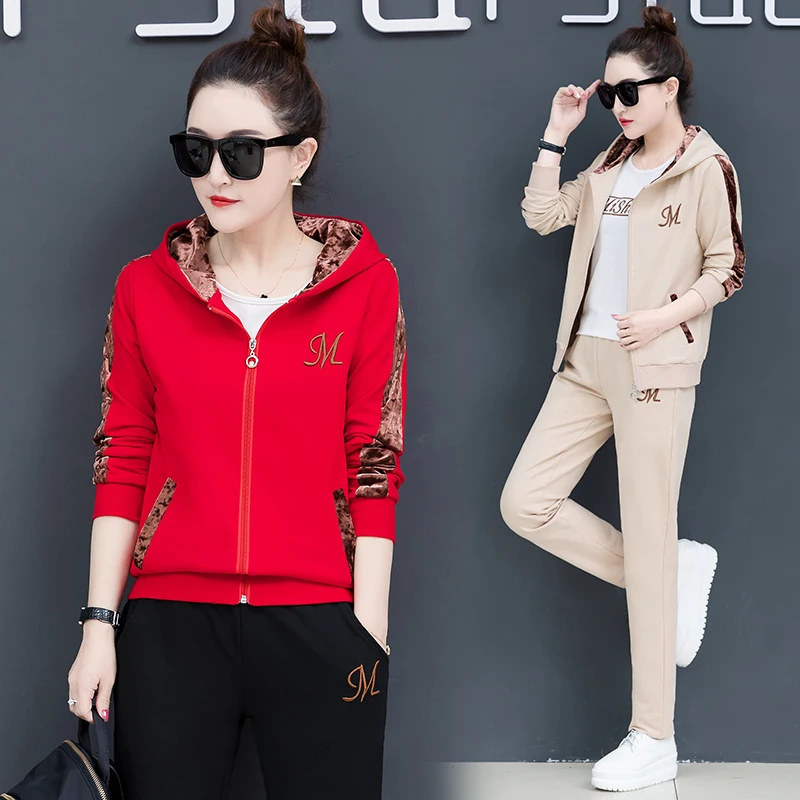 hoodie womens pants plus size matching sets autumn clothes korean two piece set Tracksuits lounge wear fall 2023 new Long sleeve