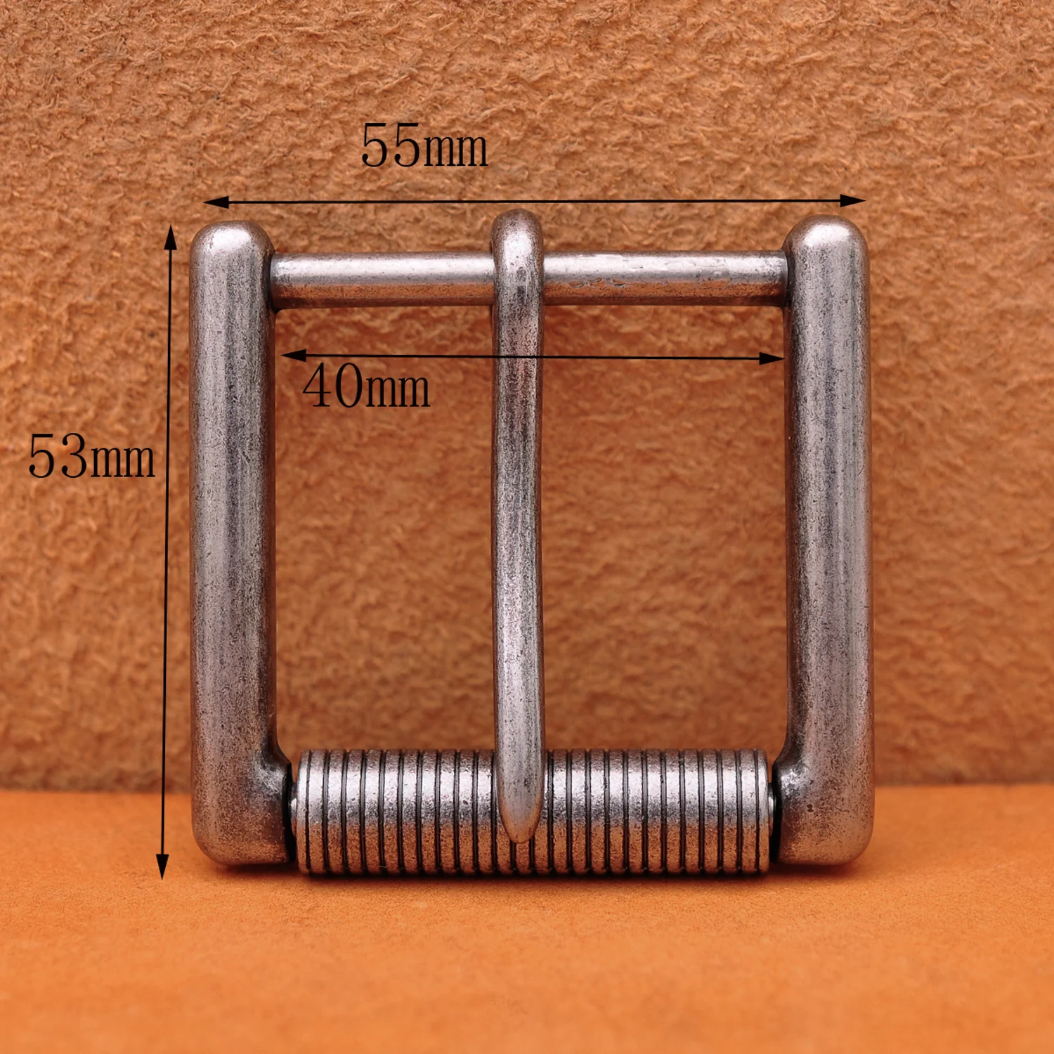 Heavy Strong Solid Antique Silver Prong Pin Roller Buckle For Veg Leather Belt 55*53MM (INNER 40 MM)