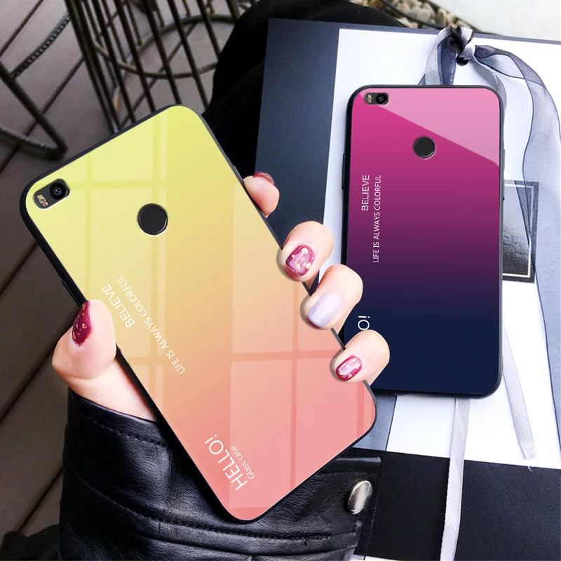 Luxury Tempered Glass Cases For Xiaomi Mi Max 3 Case Gradient Soft Silicone Frame Back Cover For Xiaomi Mi Max 2 MIMax2 Max3