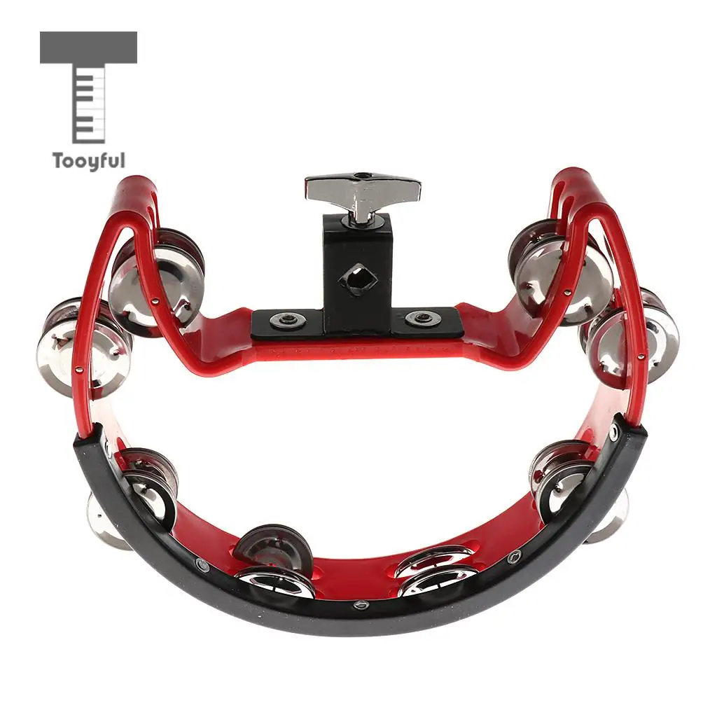 Tooyful Music Rattle Tambourine Handbell Shaker with 4 Pairs of Stainless Steel Jingles for Precussion Accompaniment