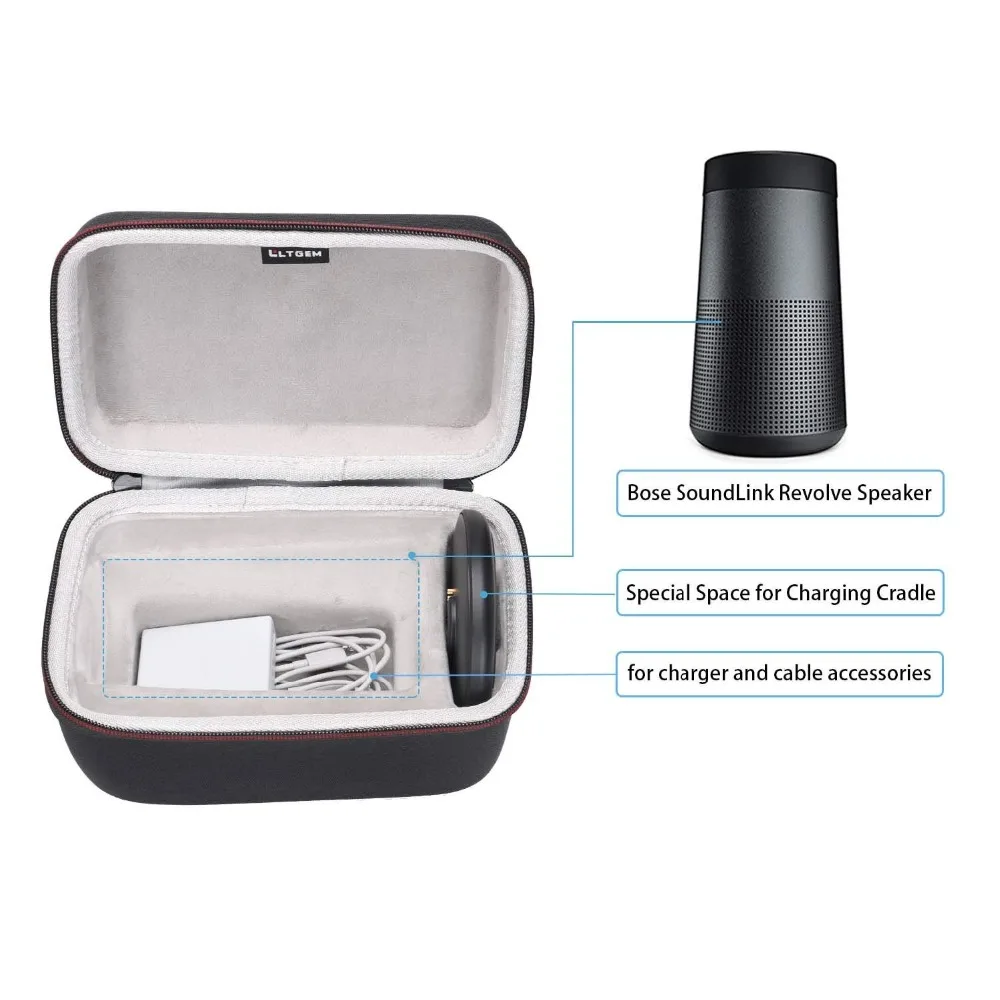 LTGEM Storage Travel Carrying Case For Bose SoundLink Revolve Bluetooth Speaker Fits Charger and Cablet