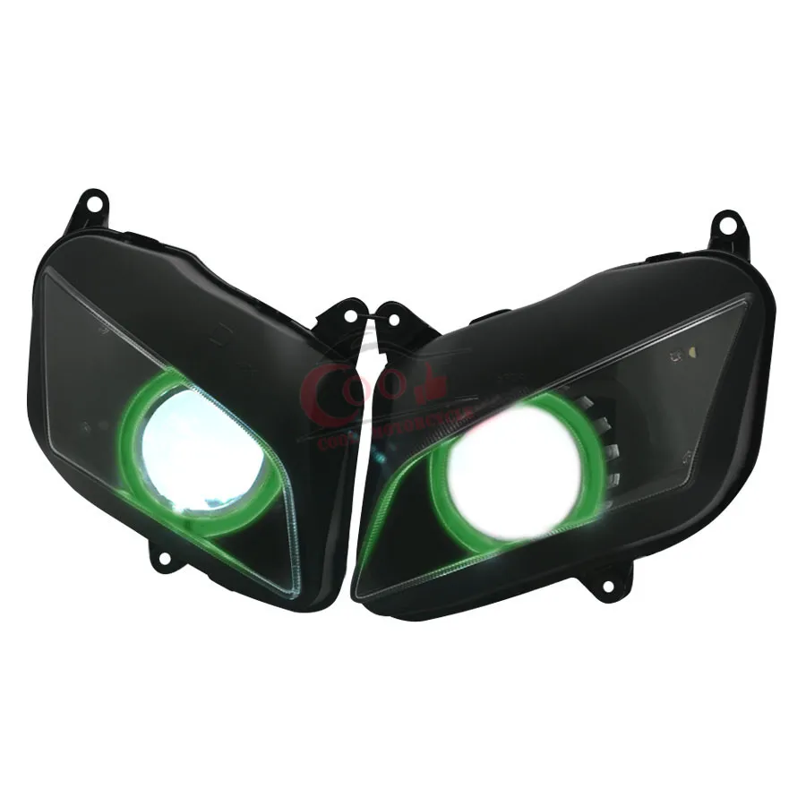 

Motorcycle Front Headlamp Green Angel Eye HID Projector White Demon Eye Headlight Assembl For Honda CBR600RR CBR600RR 2007-2012