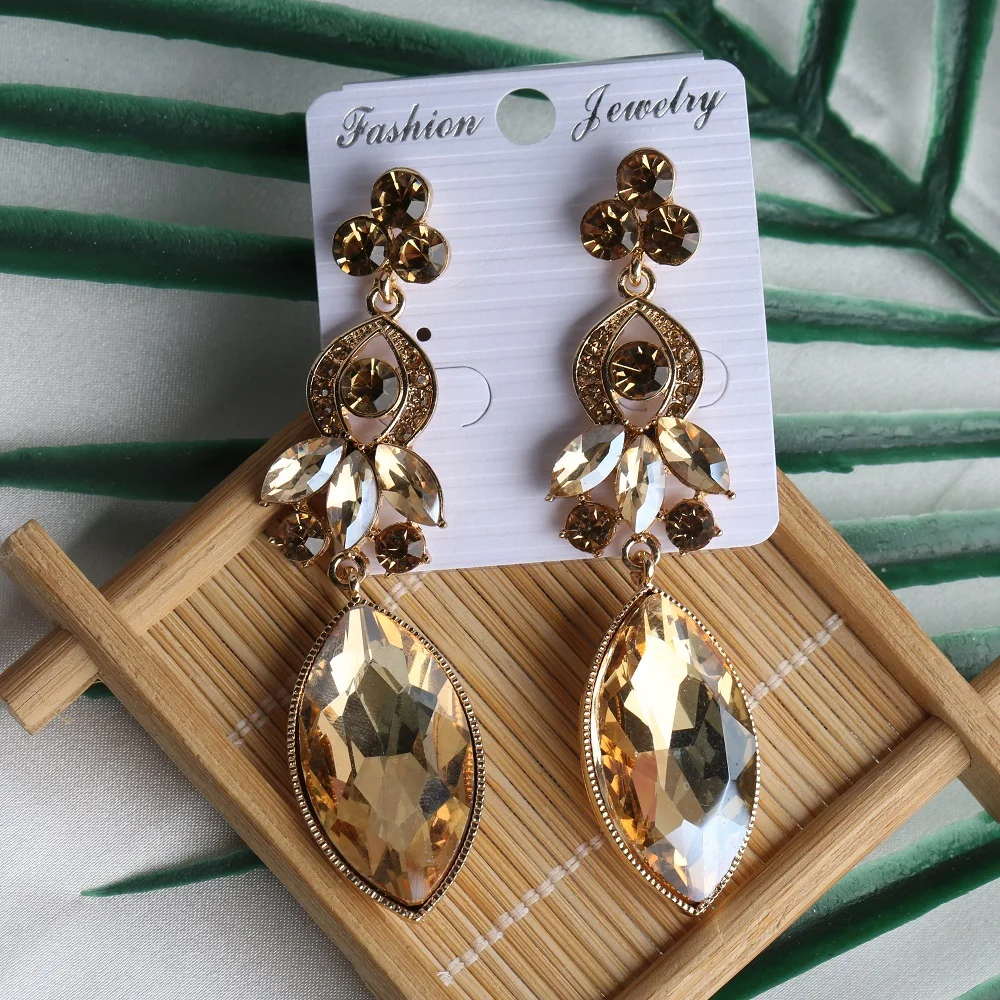 VEYO Horse eye Luxury Crystal Drop Earrings Fashion Jewelry Elegant Long Earrings for Women