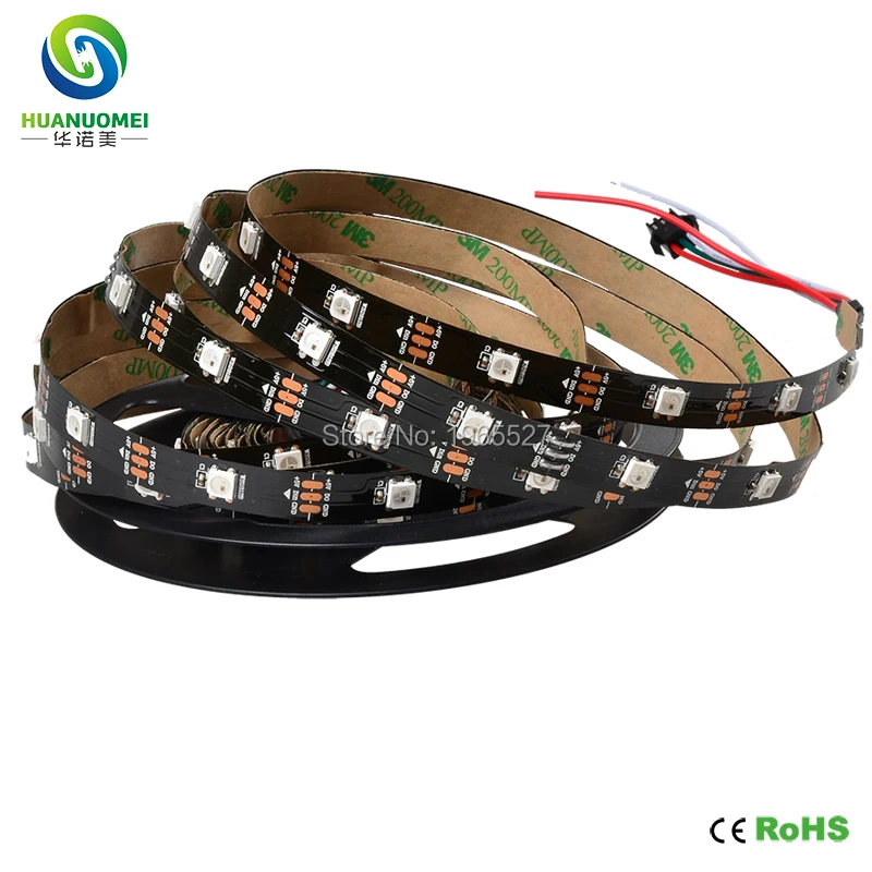 

Светодиодная лента RGB SK6812, 5 м, 30 светодиодов на метр, 5050 SMD, цифровая, гибкая, 5В, черная печатная плата, не водонепроницаемая, IP20, для телевизора