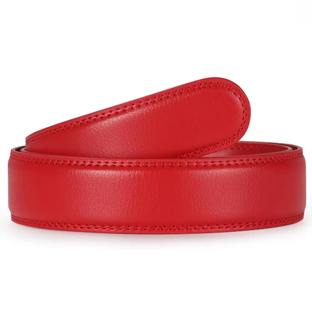 FAJARINA Good Quality the 2nd Layer Genuine Leather Red Belt Automatic Ratchet Styles 3.5cm Belts Strap without Buckles FJ18027