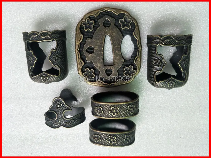 Wonderful Forged Set fitting alloy Tsuba For Japanese Military Sword Shigunto Sword Katana Handmade DIY Accessory