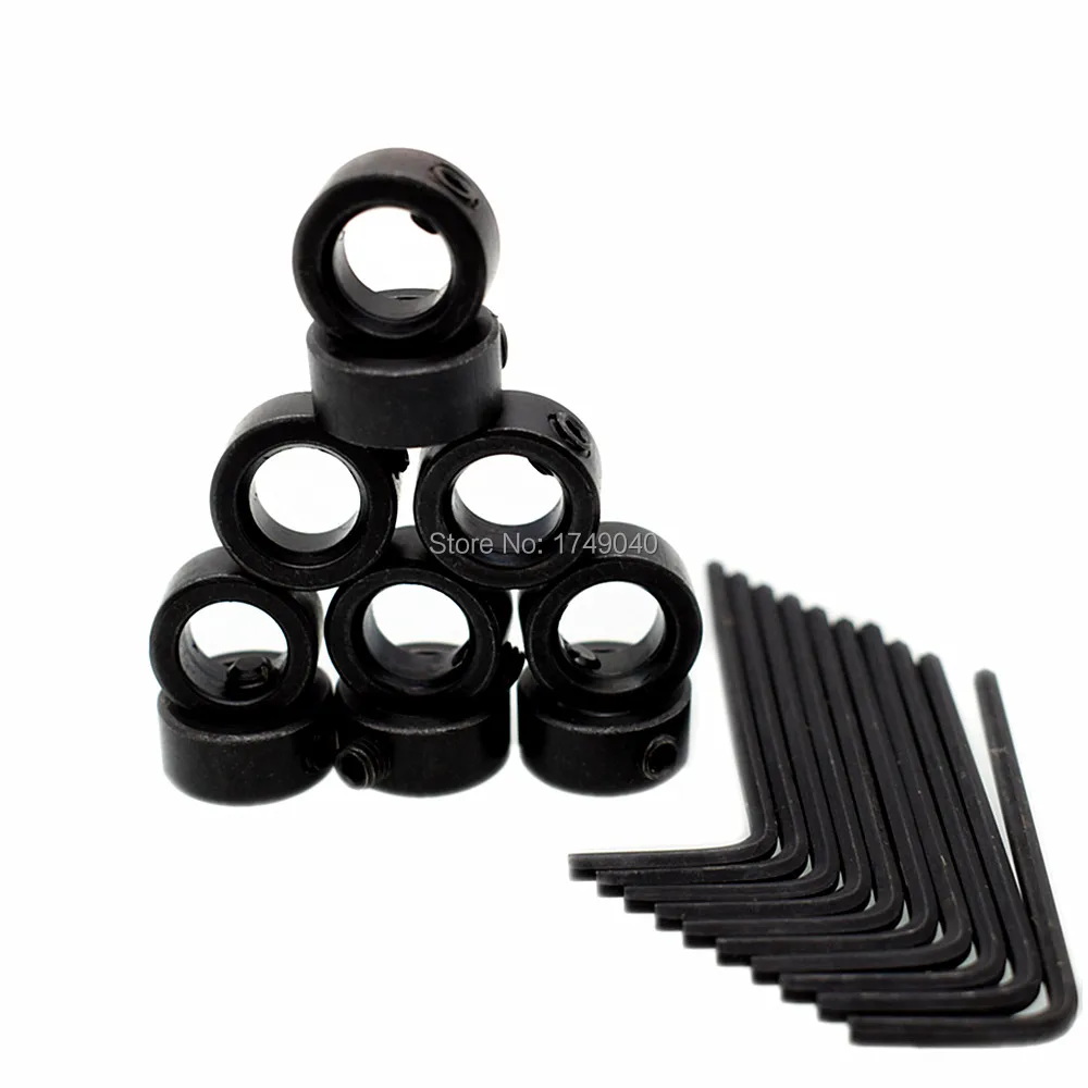 

10pcs Drill Bit Depth Stop Collars Ring Diameter 10mm Carbon Steel Positioner Locator Woodworking Tools with Portable Hex Wrench