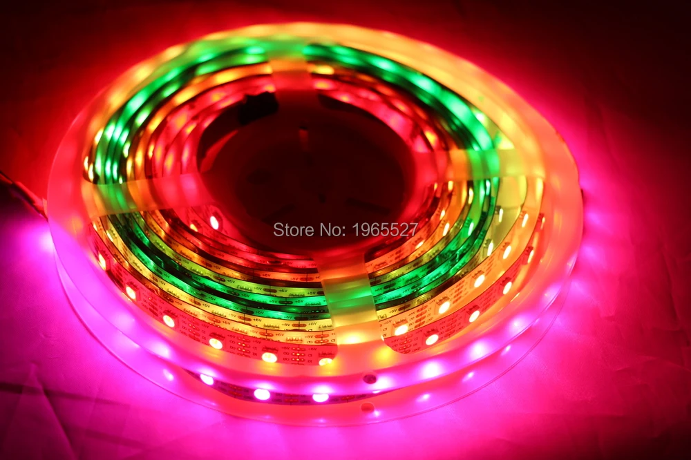 Addressable SK9822 RGB Pixel LED Strip Light 5050 SMD 60leds/m Flexible Tape Lamp DC5V White/Black PCB IP20/IP65/IP67