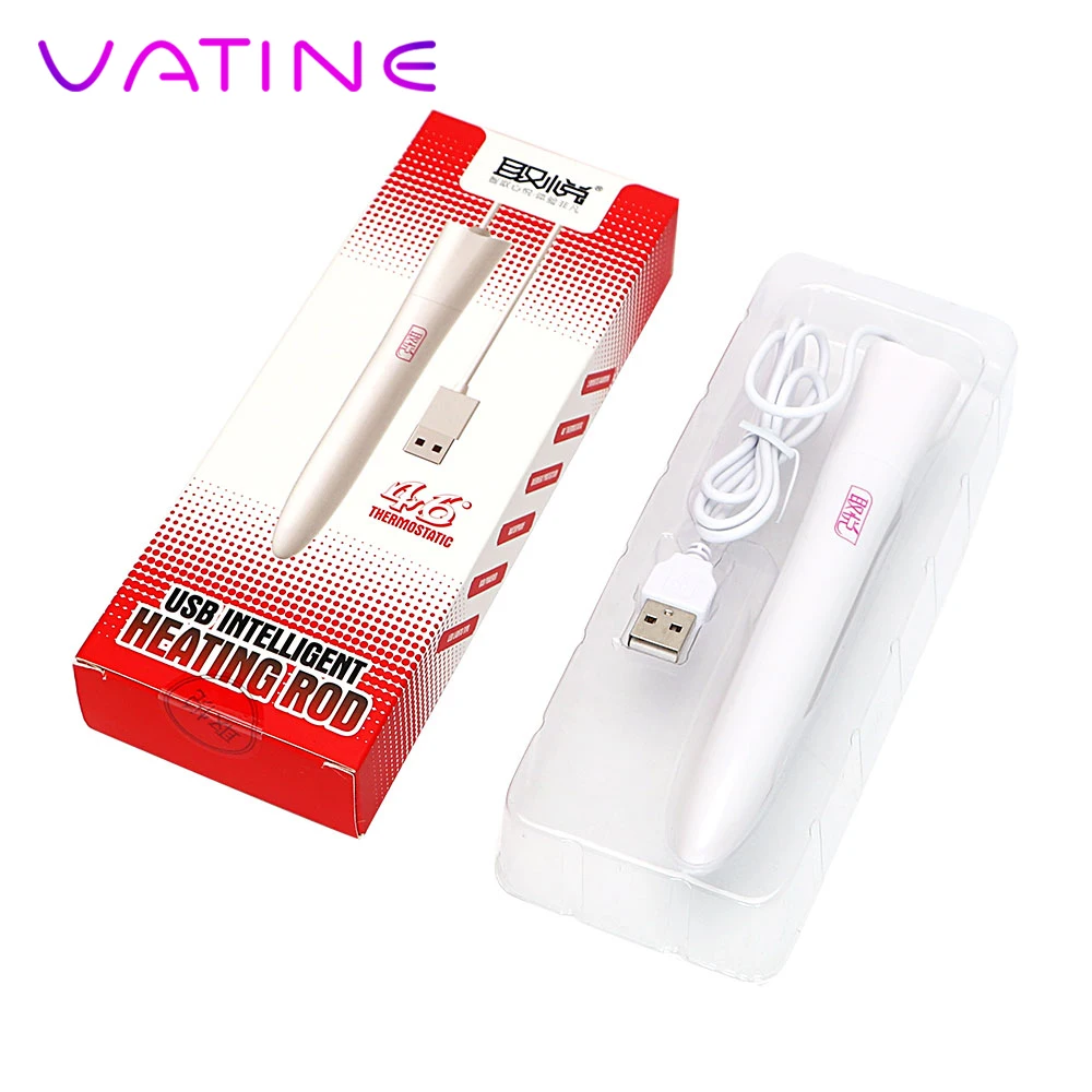 Vatine Slimme Thermostaat Kut 45 Celsius Vagina Warmer Usb Verwarming Rod Masturbators Verwarmde Bar Stick Sex Toys Voor Mannen