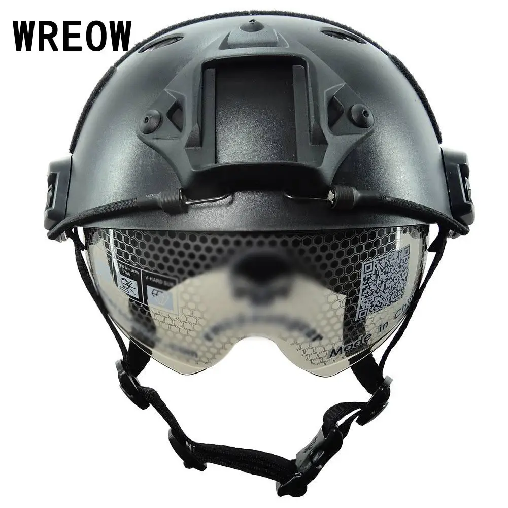 1pc capacete tático de proteção militar crashworthy paintball cabeça protetor máscara facial airsoft ao ar livre capacete rápido com óculos