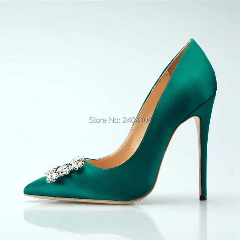 Green Color Women Wedding Dress Shoes Mature Style High Heels Shoes Stilettos Sexy Pointed Toe High Heels Party Pumps Shoes