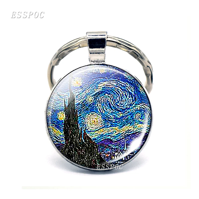 Great Wave At Kanagawa Art Keychain Surfer\'s Keyring Surfer\'s Retro Gift Surfer\'s Cabochon Glass Key Chain Ring Oil Painting