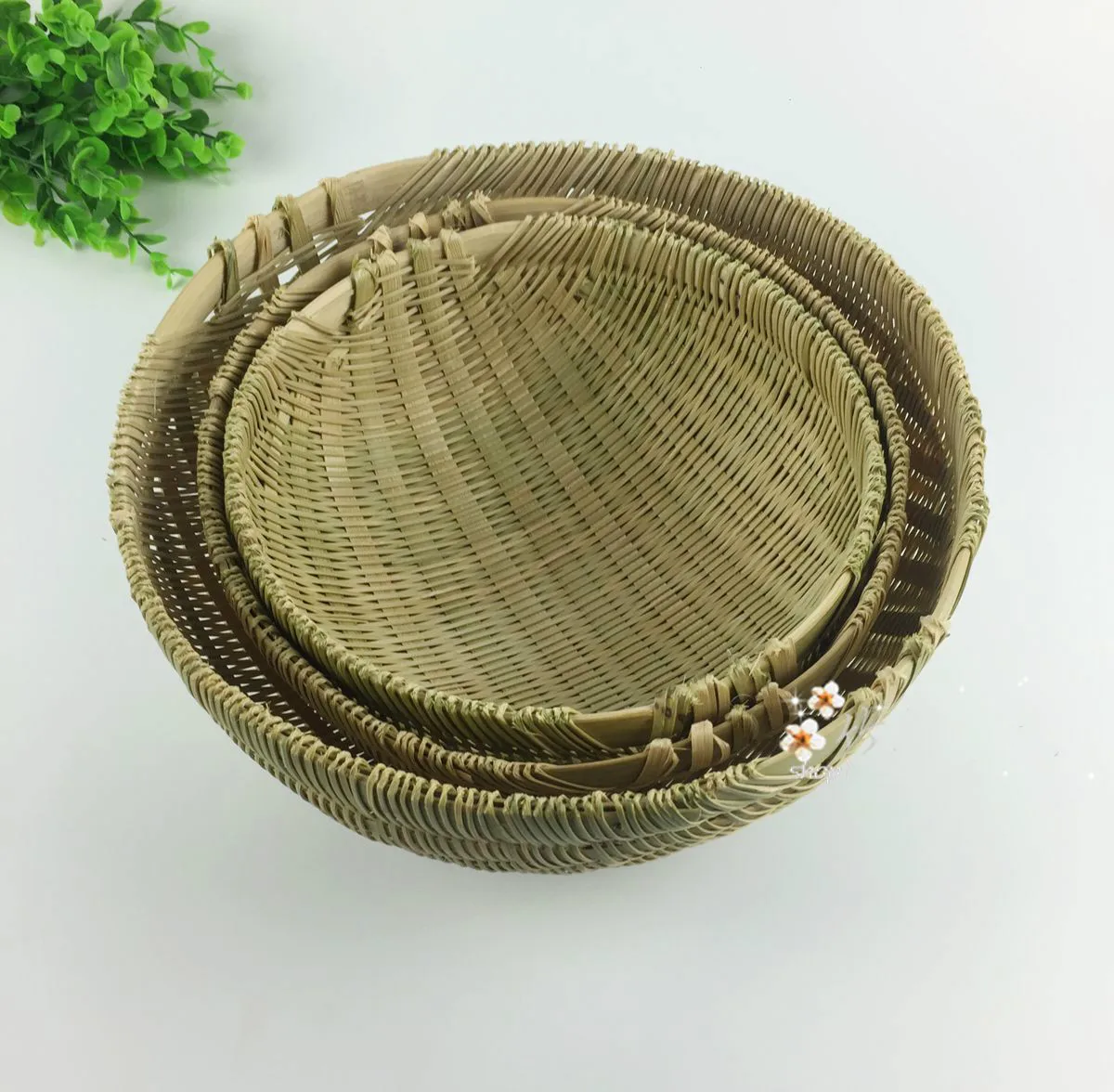 Handmade Bamboo Craft Hand Knitting Wash Rice Artifact Drain Vegetable Basket Vegetable Washing Basket Kitchen Organization