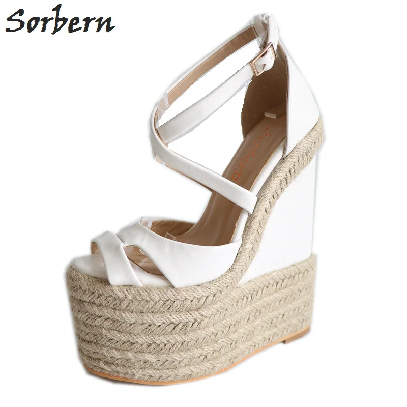 

Sorbern Rope Wedge Heels 18Cm High Heels Size 13 Shoes For Women Plus Size 34-46 Custom Open Toe Sandals 2018 New Arrivals