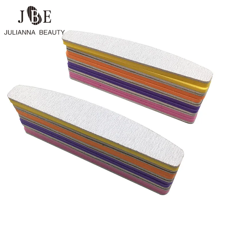 25PCS Color Buffer Nail Files Color Nail Buffing Crescent 100/180 Nail Beauty Tools Sponge Sandpaper Block Polissoir Ongles