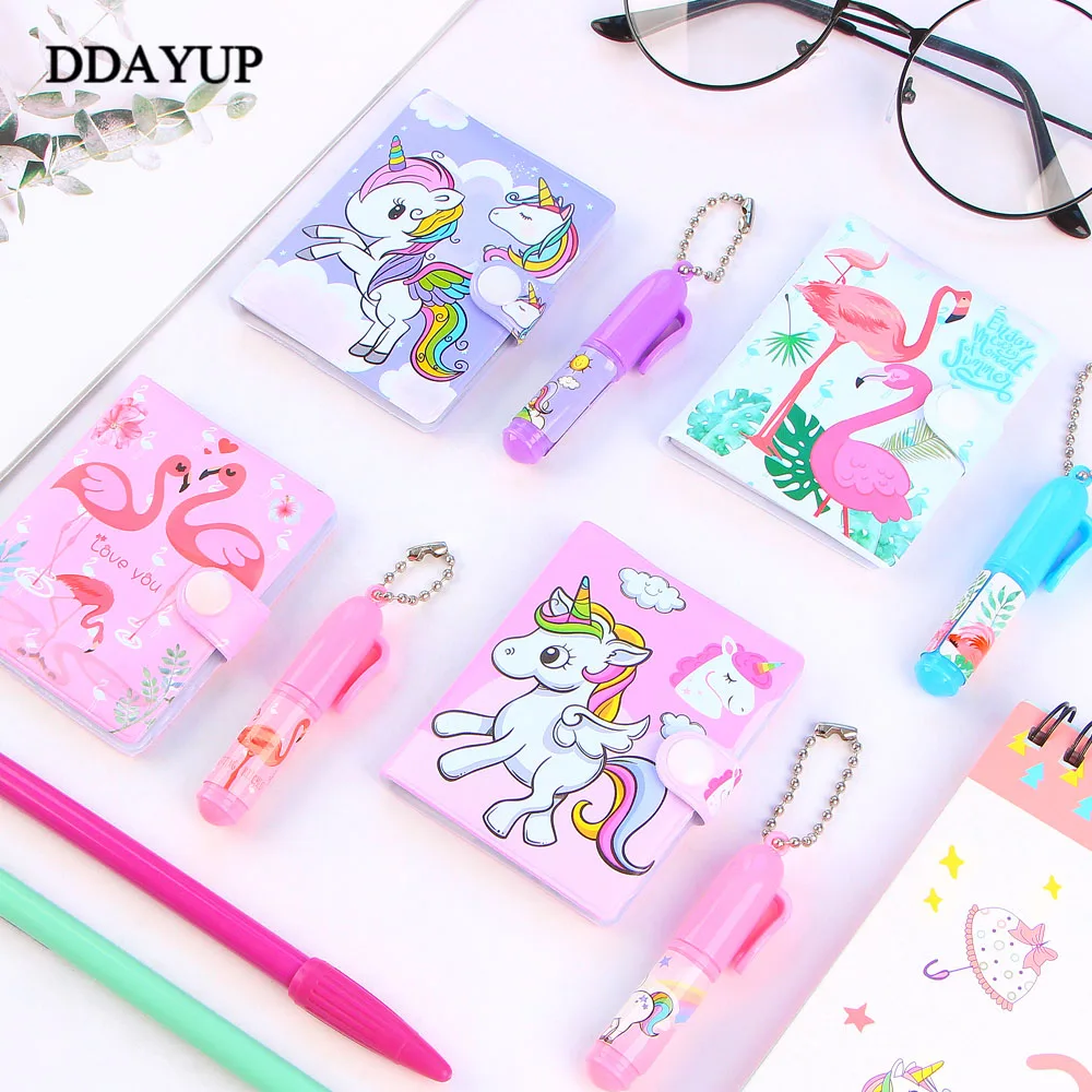 1 Set Cute Unicorn Flamingo Memo Pad + Ball Pen Sticky Notes Memo Notepad Notebooks Gift Kawaii Stationery